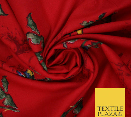 Premium Soft Falling Artsy Roses 100% Rayon Viscose Dress Print Fabric Craft 43"