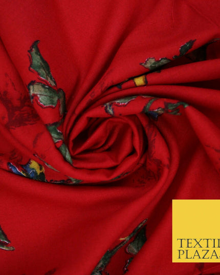 Premium Soft Falling Artsy Roses 100% Rayon Viscose Dress Print Fabric Craft 43"