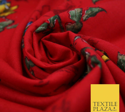 Premium Soft Falling Artsy Roses 100% Rayon Viscose Dress Print Fabric Craft 43"