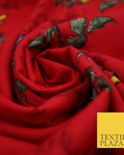 Premium Soft Falling Artsy Roses 100% Rayon Viscose Dress Print Fabric Craft 43"