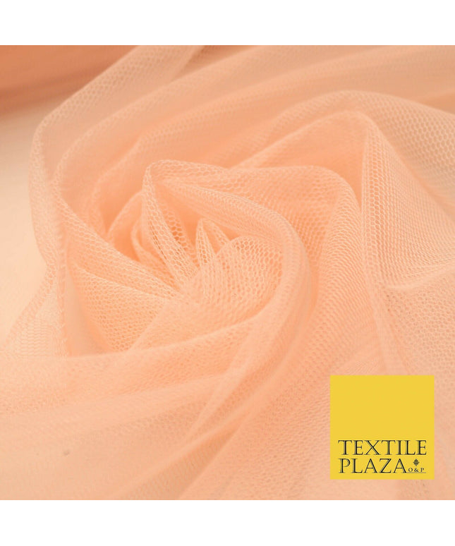 Light Peach Plain Tulle Mesh Dress Net Fabric Bridal Wedding Tutu 54" Wide 4326