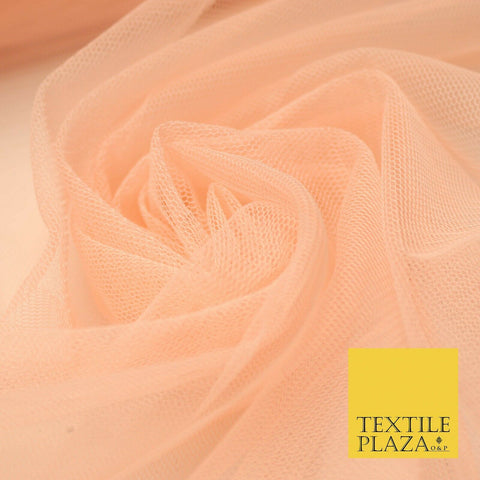 Light Peach Plain Tulle Mesh Dress Net Fabric Bridal Wedding Tutu 54" Wide 4326