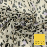 Beige Lilac Leopard Animal Print Printed Power Mesh Net Stretch Fabric 58" 4318