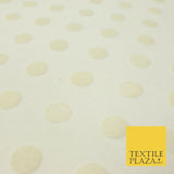 Ivory Cream 2cm Spotted Circle Velour Flocked Power Mesh Net Stretch Fabric 4323
