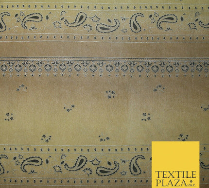 Brown Shaded Metallic Paisley Borders Power Mesh Net Stretch Dress Fabric 4310