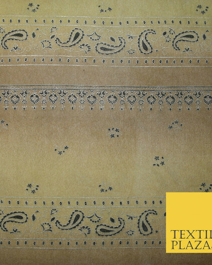 Brown Shaded Metallic Paisley Borders Power Mesh Net Stretch Dress Fabric 4310