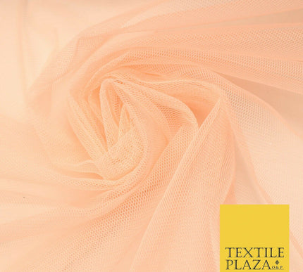 Light Peach Plain Tulle Mesh Dress Net Fabric Bridal Wedding Tutu 54" Wide 4326