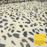 Beige Lilac Leopard Animal Print Printed Power Mesh Net Stretch Fabric 58" 4318