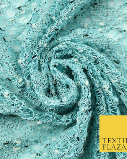 Light Blue Intricate Webbed Textured Weave Lace Fabric Dress Craft 53" Wide 4341