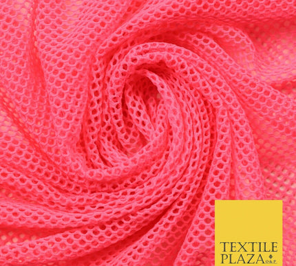Bright Pink Fish Net Airtex 4mm Hole Mesh Stretch Polyester Jersey Material 4342