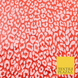 Red Wax Effect Leopard Animal Print Stretch Jersey Fabric Dress Craft 62" 4345