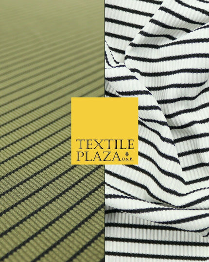 Premium Ribbed Striped Lines Stretch Jersey Dress Fabric 4 Way Stretch 52" Wide