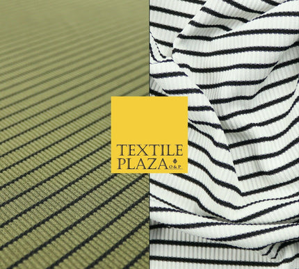 Premium Ribbed Striped Lines Stretch Jersey Dress Fabric 4 Way Stretch 52" Wide