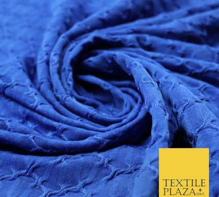 Royal Blue Creased Twist Corded Lightweight Jersey Dress Craft Fabric 56" 4348