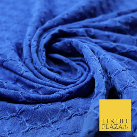 Royal Blue Creased Twist Corded Lightweight Jersey Dress Craft Fabric 56" 4348
