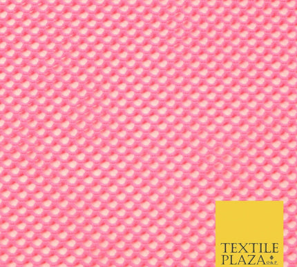 Bright Pink Fish Net Airtex 4mm Hole Mesh Stretch Polyester Jersey Material 4342