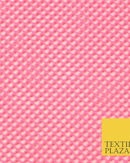 Bright Pink Fish Net Airtex 4mm Hole Mesh Stretch Polyester Jersey Material 4342