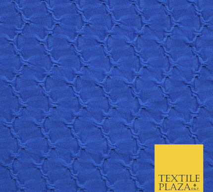 Royal Blue Creased Twist Corded Lightweight Jersey Dress Craft Fabric 56" 4348