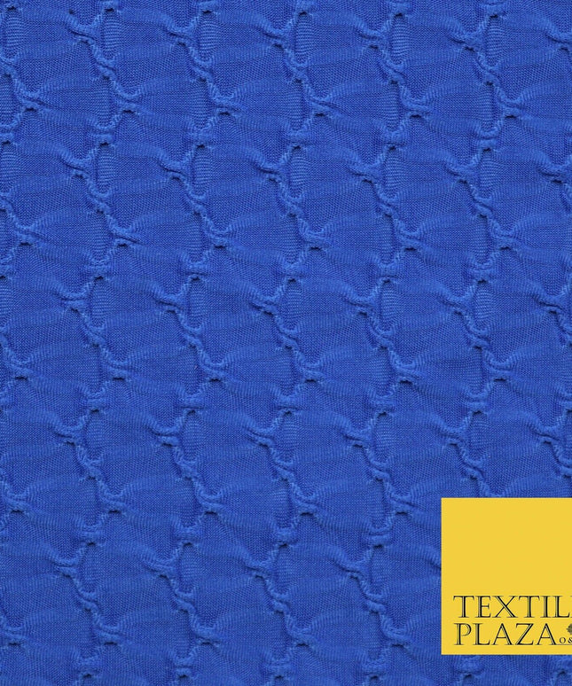 Royal Blue Creased Twist Corded Lightweight Jersey Dress Craft Fabric 56" 4348