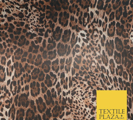 Brown Shaded Leopard Cheetah Spot Animal Print Georgette Dress Fabric Craft 4354
