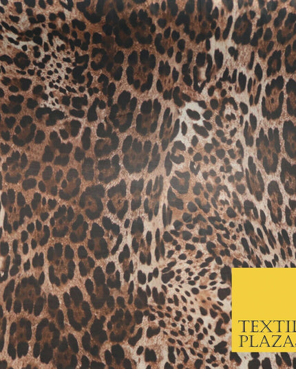 Brown Shaded Leopard Cheetah Spot Animal Print Georgette Dress Fabric Craft 4354