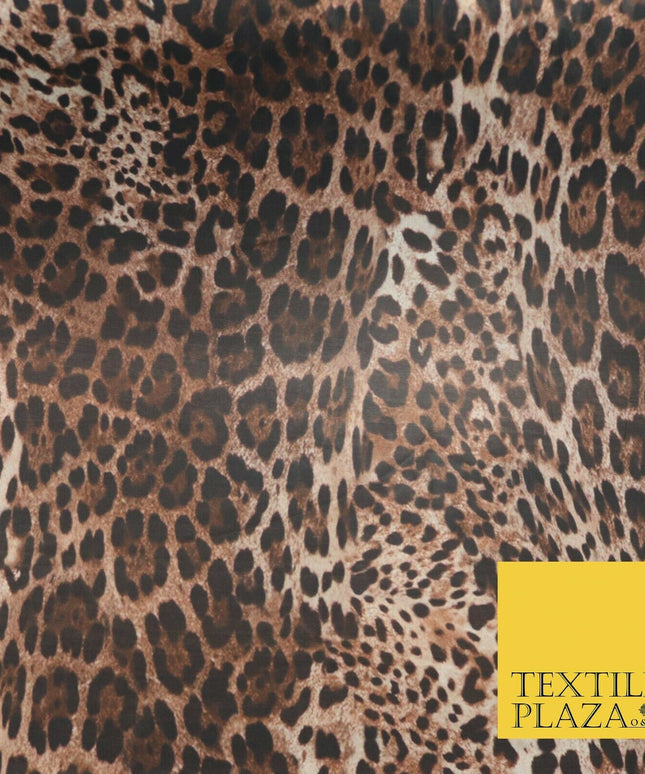Brown Shaded Leopard Cheetah Spot Animal Print Georgette Dress Fabric Craft 4354