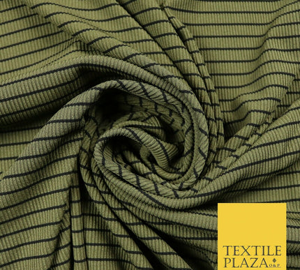 Premium Ribbed Striped Lines Stretch Jersey Dress Fabric 4 Way Stretch 52" Wide