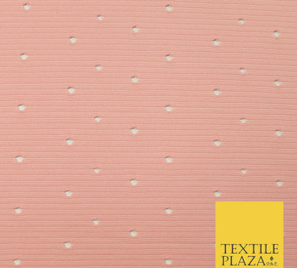 Peach 4mm Circular Cut Holes Striped Stretch Jersey Dress Fabric 62" Wide 4340