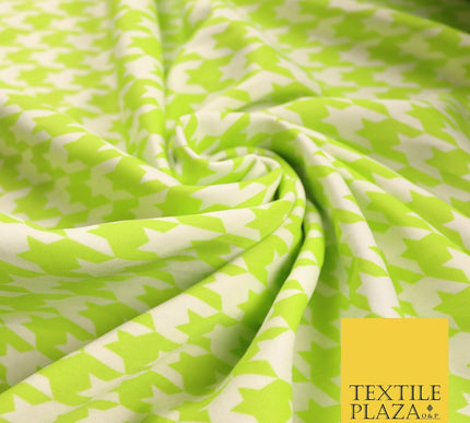 Lime Green White Houndstooth Printed Jersey Dress Fabric 240gsm 61" Wide 4337