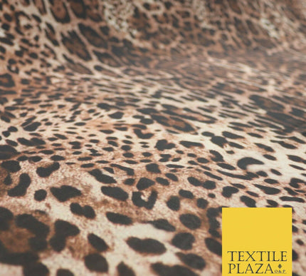 Brown Shaded Leopard Cheetah Spot Animal Print Georgette Dress Fabric Craft 4354
