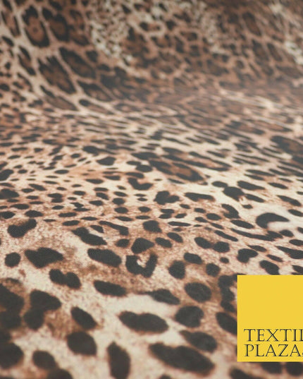 Brown Shaded Leopard Cheetah Spot Animal Print Georgette Dress Fabric Craft 4354