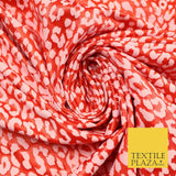 Red Wax Effect Leopard Animal Print Stretch Jersey Fabric Dress Craft 62" 4345