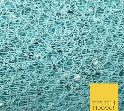 Light Blue Intricate Webbed Textured Weave Lace Fabric Dress Craft 53" Wide 4341