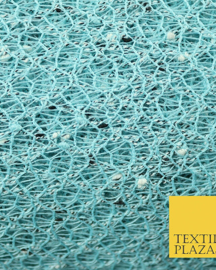 Light Blue Intricate Webbed Textured Weave Lace Fabric Dress Craft 53" Wide 4341