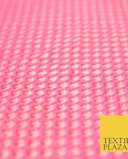 Bright Pink Fish Net Airtex 4mm Hole Mesh Stretch Polyester Jersey Material 4342