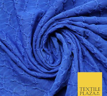 Royal Blue Creased Twist Corded Lightweight Jersey Dress Craft Fabric 56" 4348