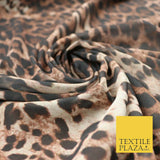 Brown Shaded Leopard Cheetah Spot Animal Print Georgette Dress Fabric Craft 4354