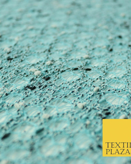 Light Blue Intricate Webbed Textured Weave Lace Fabric Dress Craft 53" Wide 4341