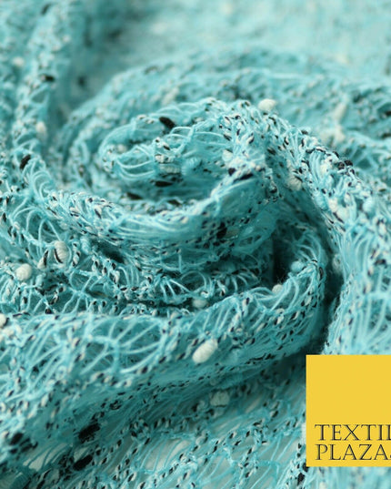 Light Blue Intricate Webbed Textured Weave Lace Fabric Dress Craft 53" Wide 4341