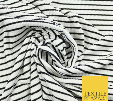 Premium Ribbed Striped Lines Stretch Jersey Dress Fabric 4 Way Stretch 52" Wide