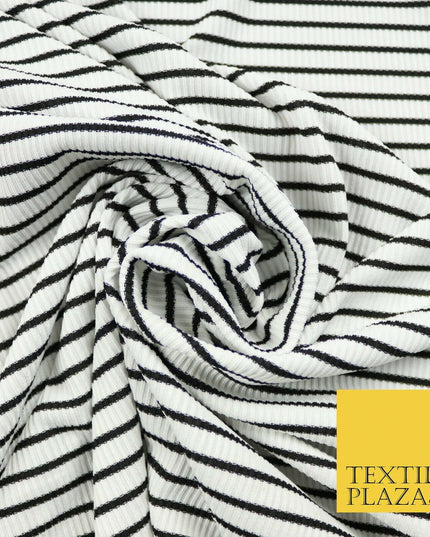 Premium Ribbed Striped Lines Stretch Jersey Dress Fabric 4 Way Stretch 52" Wide