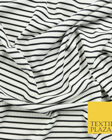 Premium Ribbed Striped Lines Stretch Jersey Dress Fabric 4 Way Stretch 52" Wide