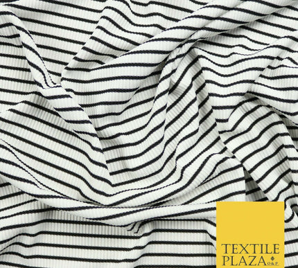 Premium Ribbed Striped Lines Stretch Jersey Dress Fabric 4 Way Stretch 52" Wide