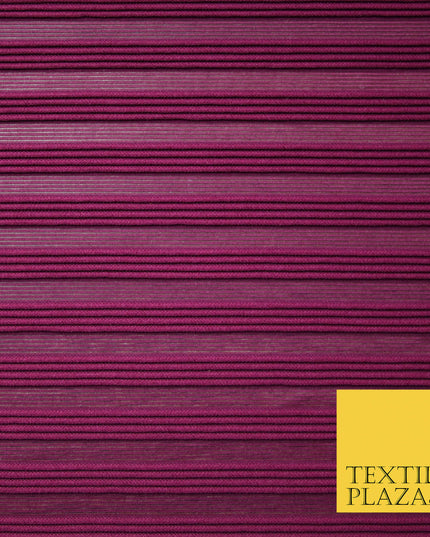 Plum Premium Corded Ribbed Striped Raised Net Stretch Dress Fabric 4440