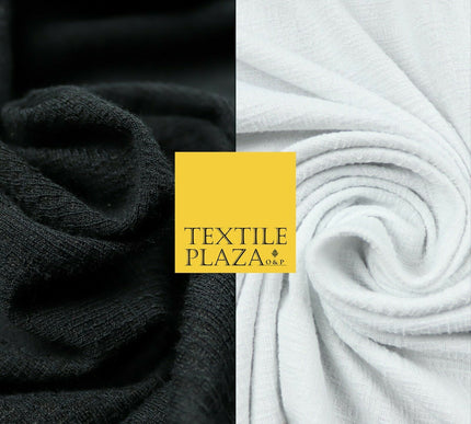 Black White Textured Weave Style Soft Plain Stretch Jersey Fabric Dress Craft56"