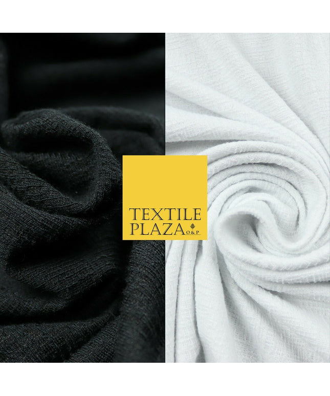 Black White Textured Weave Style Soft Plain Stretch Jersey Fabric Dress Craft56"