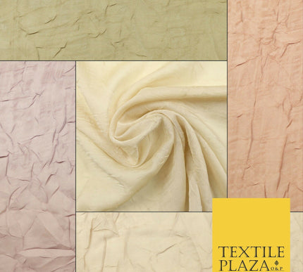 Luxury Creased Crushed Plain / Shot Chiffon Sheer Dress Fabric 5 COLOURS 39"Wide