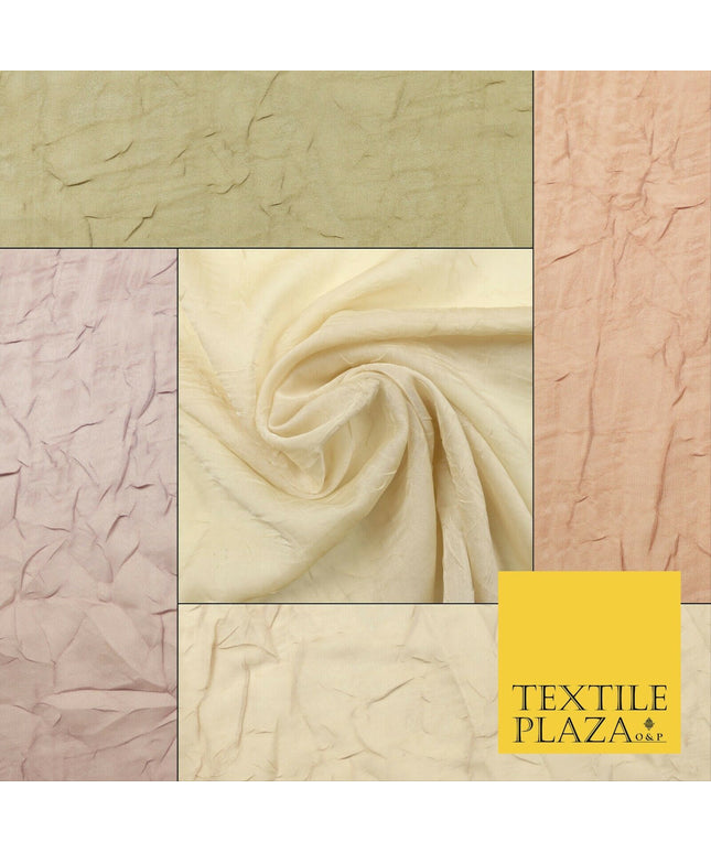 Luxury Creased Crushed Plain / Shot Chiffon Sheer Dress Fabric 5 COLOURS 39"Wide