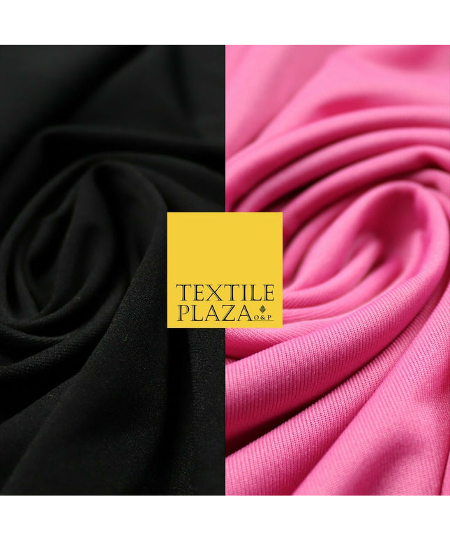 Black Candy Pink Plain Stretch Budget Polyester Jersey Fabric Dress Material 58"