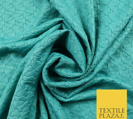 Jade Sea Green Embossed Waves Design Jersey Dress Craft Fabric Material 55" 4422